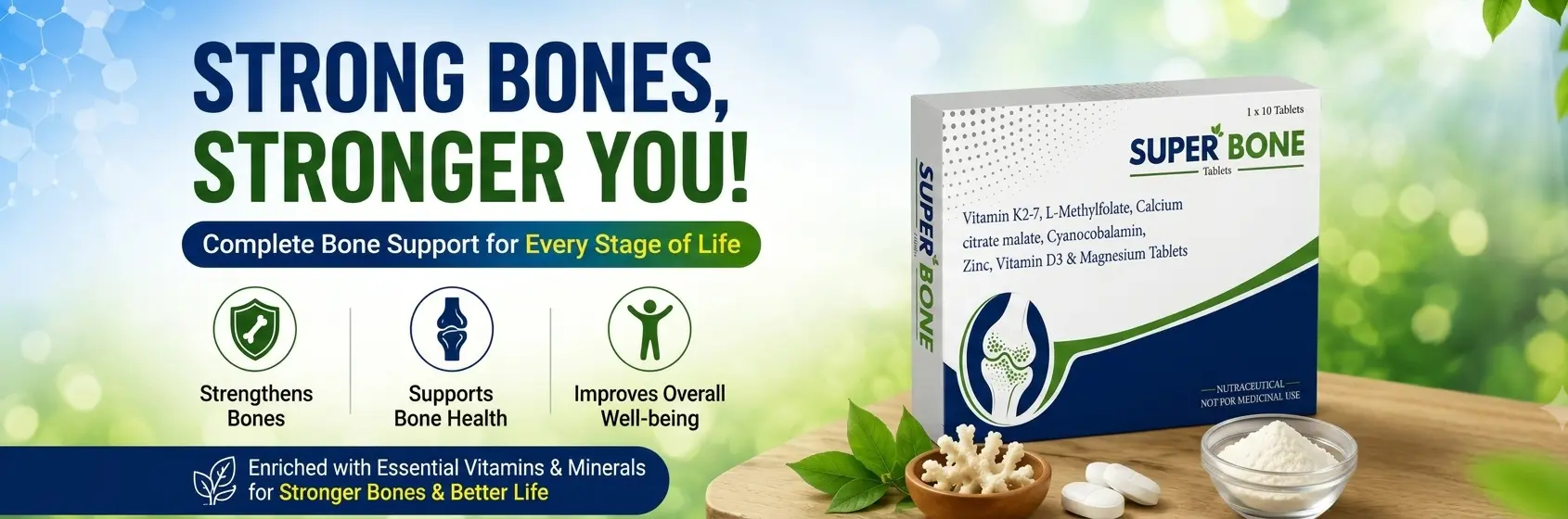 Super Bone calcium vitamin D3 and K2 nutraceutical supplement