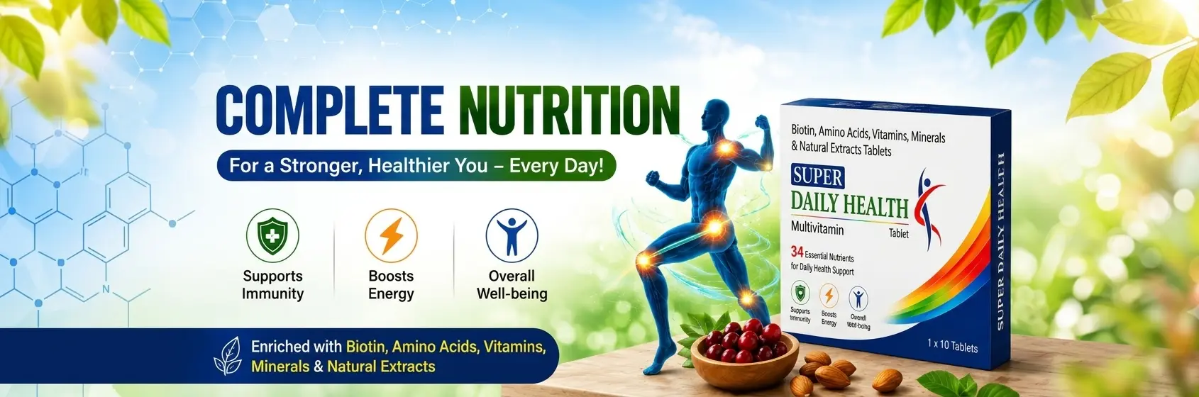 Super Daily Health multivitamin supplement with essential nutrients